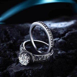 💝 Trendy Gems Macro Pave Pattern Cubic Carved Vintage Ring for WomenEVGG1415